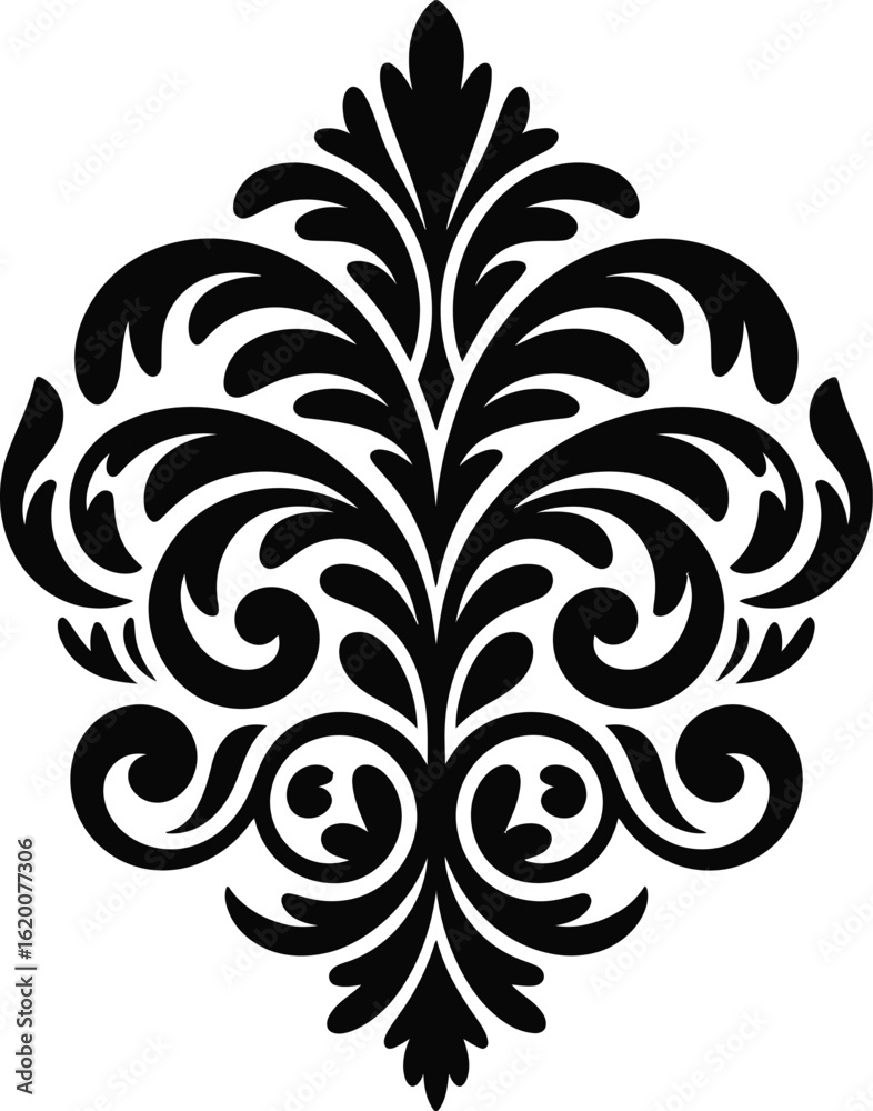 Obraz premium black and white floral ornament