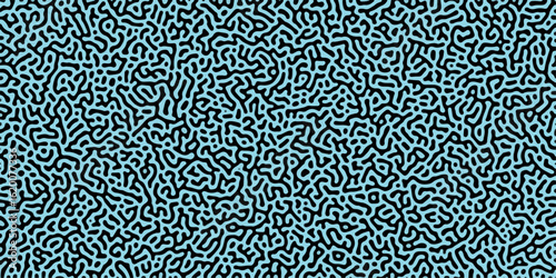 Abstract Reaction-diffusion Turing pattern natural texture blue gradient color scheme. Linear design with biological algorithm psychedelic background. Reaction-diffusion or truing patter