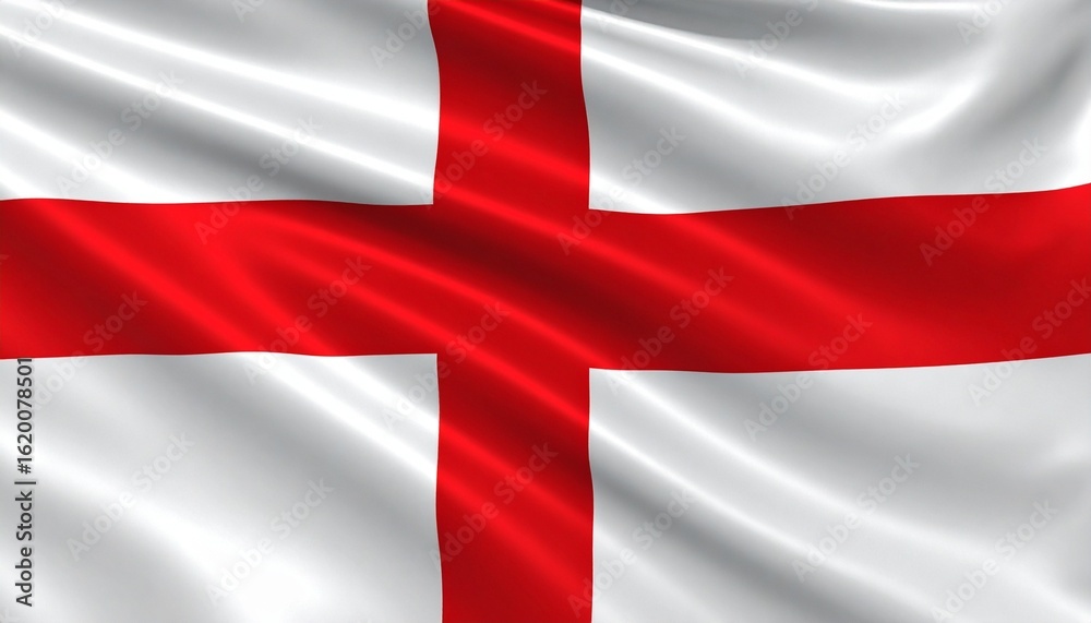 Obraz premium The National Flag of England Waving: St. George's Cross