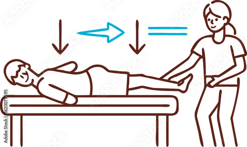 Physiotherapist Adjusting Patient's Leg on Examination Table physiotherapy physical therapy