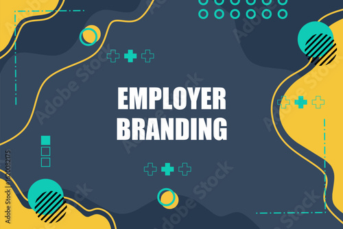 Vector banner. Megaphone with employer branding speech bubble. Loudspeaker. Banner for business, marketing. Banner design vector illustration.