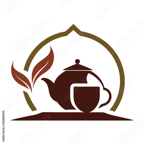      Tea house logo vector illustration.

