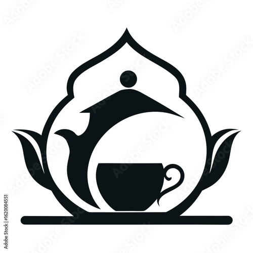      Tea house logo vector illustration.


