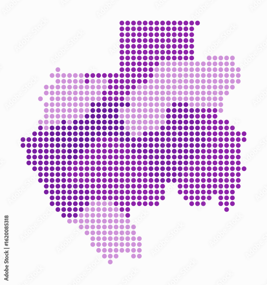 Fototapeta premium Gabon dotted map. Digital style map of the country on white background. Gabon shape with circle dots. Colored dots style. Large size circles. Classy vector illustration.
