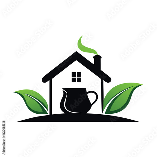      Tea house logo vector illustration.

