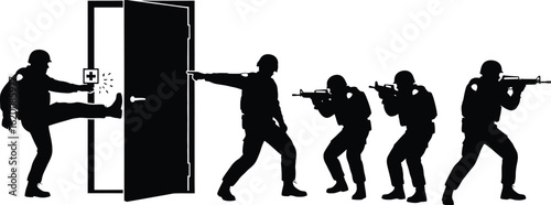 Swat team entering room silhouette