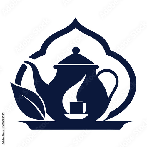      Tea house logo vector illustration.

