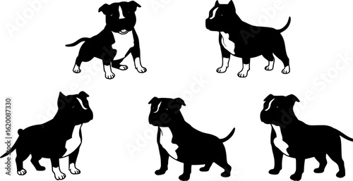 simple cartoon clipart Pitbull dog white background
