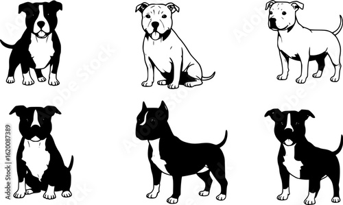simple cartoon clipart Pitbull dog white background
