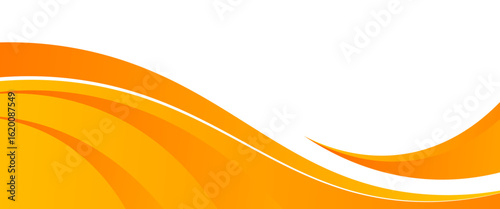 Vibrant orange and yellow curved wave background with a clean white space, perfect for energetic designs, business templates, or modern presentation slides.