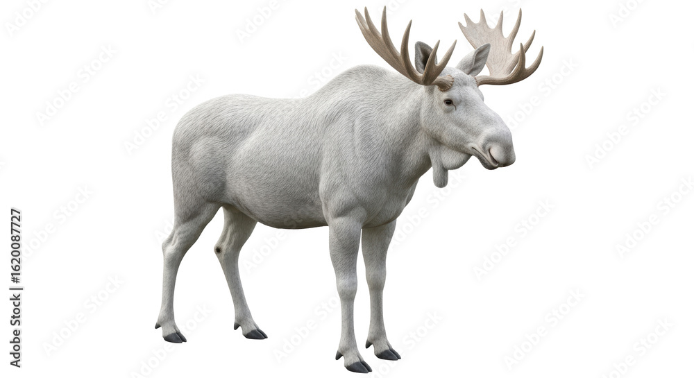 Fototapeta premium Isolated Albino Moose on White Background