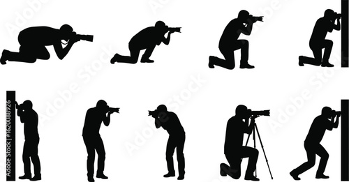 Photographer silhouettes in various poses