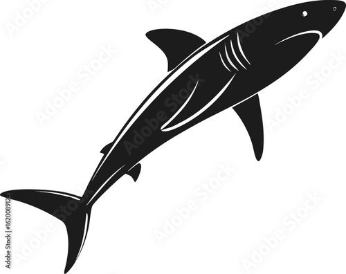 Cartoon marine animals, including a blue shark and a dolphin, are swimming underwater in the ocean