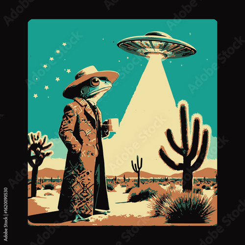 Be Yourself UFO Desert Alien Vintage T-Shirt Design