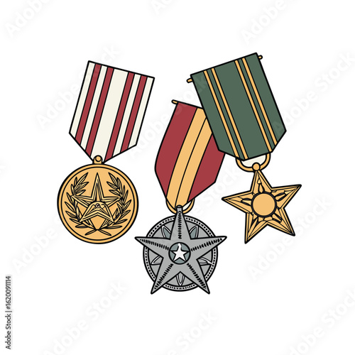 Medal with ribbon symbolizing Soviet Army award and victory badge