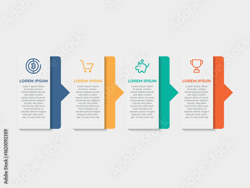 Timeline Creator infographic template. 4 Step timeline journey, calendar Flat simple infographics design template. presentation graph. Business concept with 4 options, gantt vector illustration.
