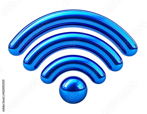 Blue wifi signal wireless network connection internet technology symbol on transparent background