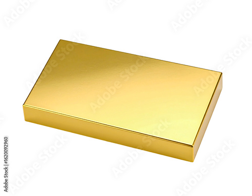 Shiny golden box container package gift present luxury treasure object on transparent background