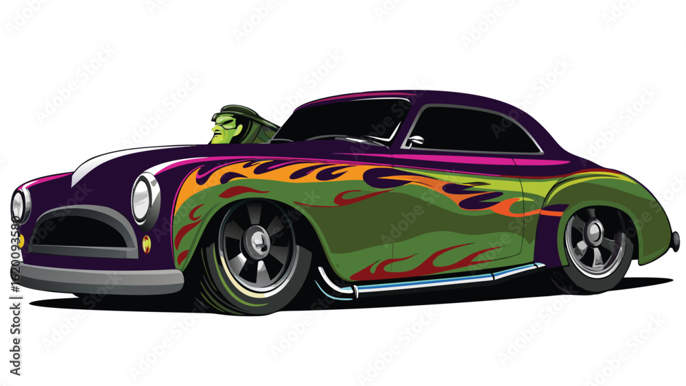 Obraz premium mascot realistic illustration of hot rod car