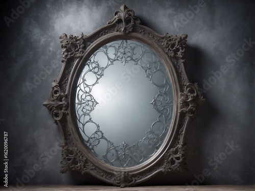 Elegant Vintage Mirror with Ornate Frame – Eerie Halloween Background