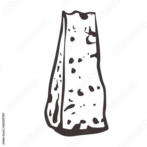 Hand drawn crayon cheese slice doodle simple drawings. Vector food French chalk pencil Italian appetizer line art collection.