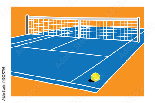 A vector background showing a tennis ball on the court during a sports event, perfect for tournament posters, athletic promotions, or energetic tennis themed graphic designs.