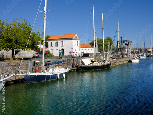 Sailboat in the port of Rochefort, a commune in southwestern France on the Charente estuary