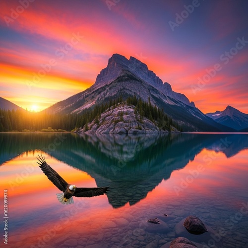 sunset over the lake