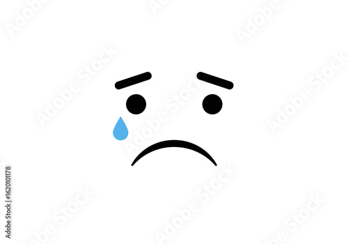 Simple emoji depicting sadness with a single tear falling from the eye.