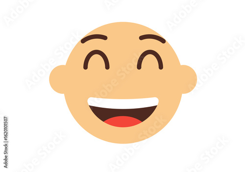 A cheerful, smiling cartoon face with closed eyes and an open mouth, conveying happiness and joy.