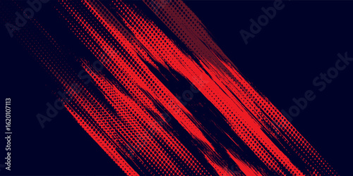 Halftone dots red and blue color pattern gradient grunge texture background. Dot pop art comic sport style vector illustration. grunge vector dots sporty illustration.