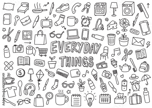 Everyday Things  icons compilation set.  Vector art simple illustration icon set for web, t-shirt design, other graphic design use