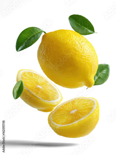 Wallpaper Mural lemons hanging with leaves on white background Torontodigital.ca