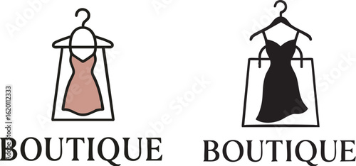 Chic Set Boutique Logo with Pink Dress and Hanger