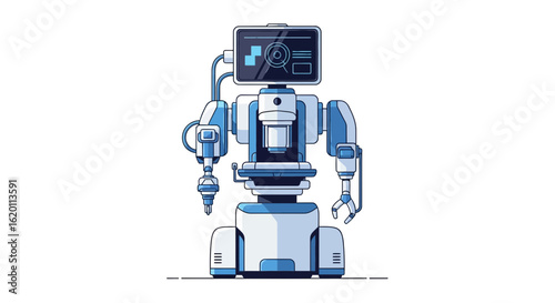 Futuristic Medical Assistant Robot with Display Screen