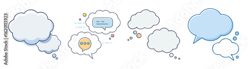 Illustrated Speech Bubbles and Thought Bubbles in a Cartoon Style Graphic