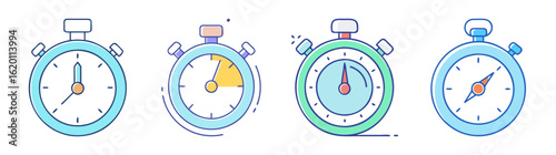 Different stopwatch icons for setting timers and tracking project progress effectively