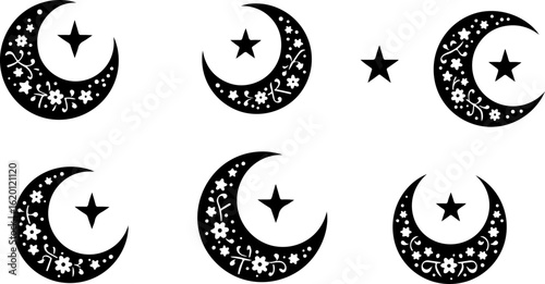 "Islamic Crescent Symbols with Arabic Calligraphy" bundle