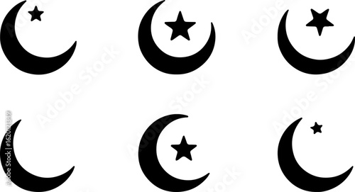 "Islamic Crescent Symbols with Arabic Calligraphy" bundle