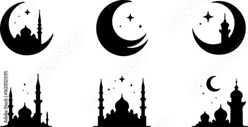 "Islamic Crescent Symbols with Arabic Calligraphy" bundle