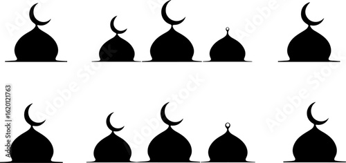 "Islamic Crescent Symbols with Arabic Calligraphy"