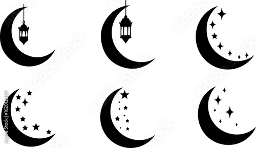 "Islamic Crescent Symbols with Arabic Calligraphy" bundle