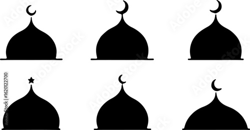 "Islamic Crescent Symbols with Arabic Calligraphy"