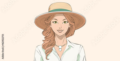 Hand drawn girl in cute hat