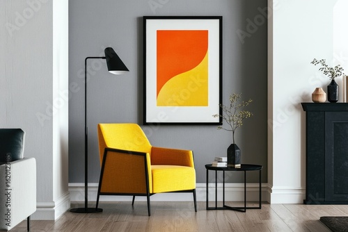 Colorful armchair in modern living room