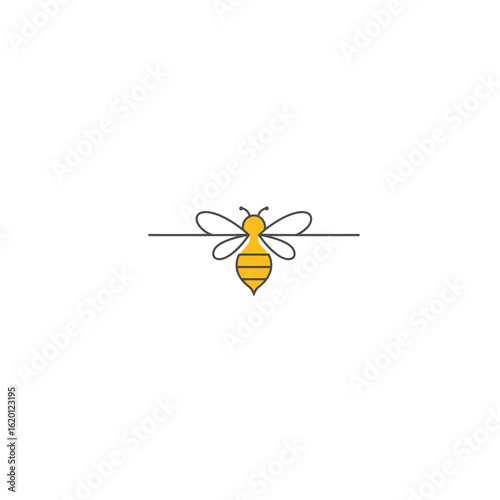 Bee illustration featuring a simplified symmetrical design against a white backdrop