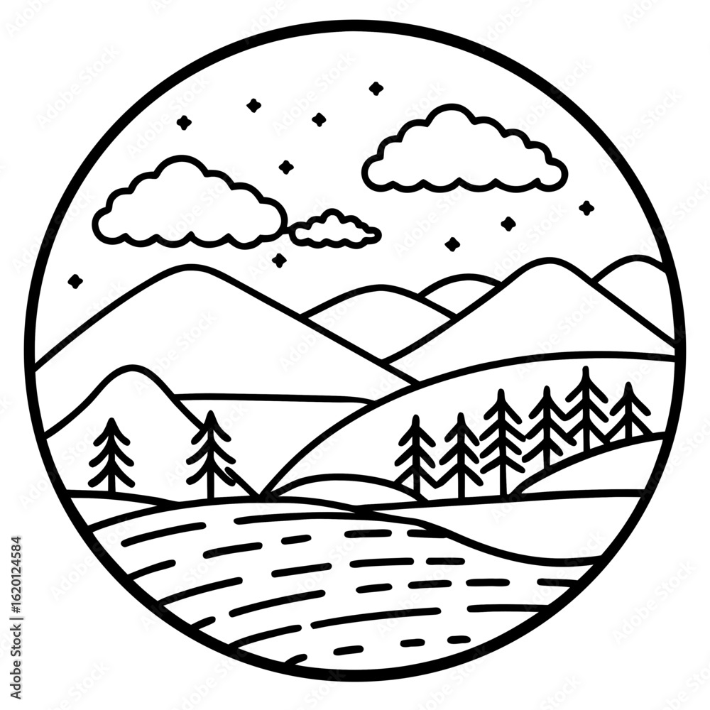 Fototapeta premium Overcast Weather Outline Vector