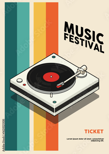 Poster music turntable with vinyl record