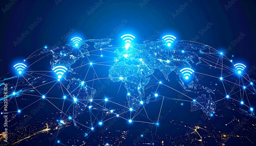 Obraz premium Global WiFi Network Connecting the World.