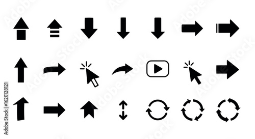 Icon set vector art of arrow and cursor icon collection isolated on white background